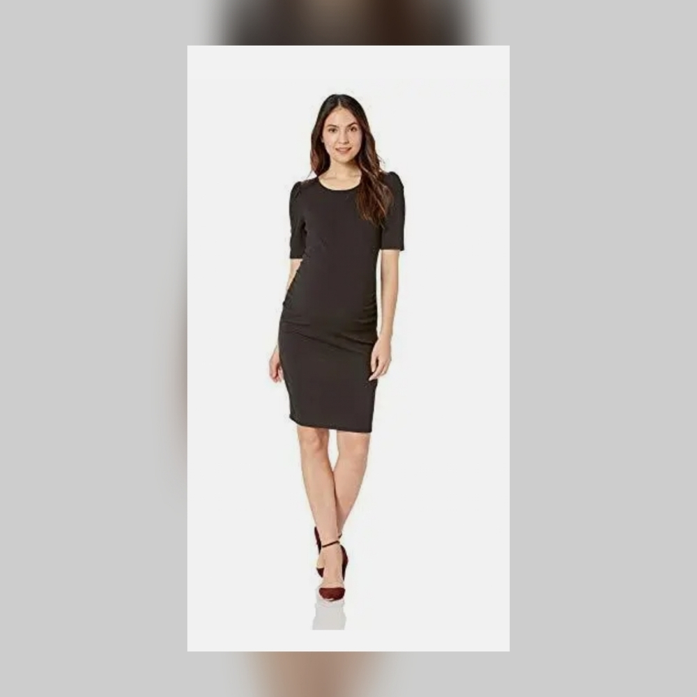 Motherhood Maternity Size Small Black "Poof" sleeve knee length dress